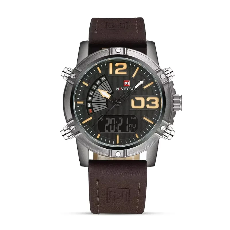 Naviforce NF9095 Dual-time Grey Dial Men's Watch